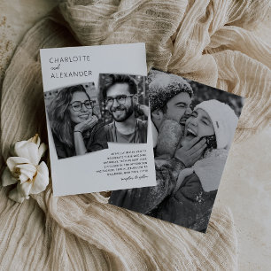 Invitación de boda con foto en blanco y negro mode