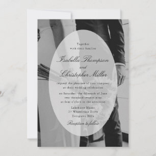 Invitación de boda con foto en blanco y negro mode