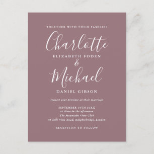 Invitación de Boda con Foto en Letra Script de Col