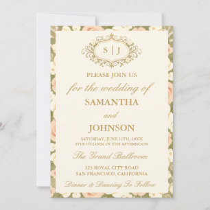 Invitación de Boda con Foto en Marfil Antiguo con 
