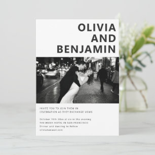 Invitación de Boda con Foto Estética Moderna en Bl