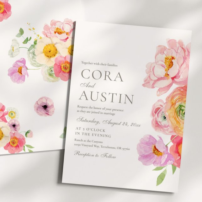 Invitación de boda con foto floral brillante (Subido por el creador)