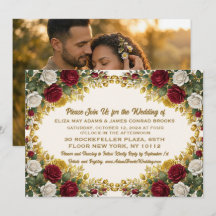 Invitación de Boda con Foto Floral de Nueva York R
