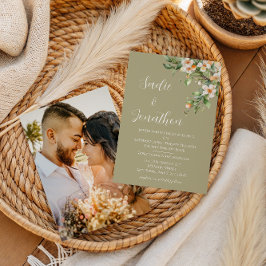 Invitación de boda con foto floral de primavera en