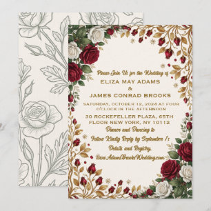 Invitación de Boda con Foto Floral Rose Gold de Nu