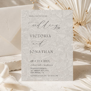 Invitación de boda con foto gris claro moderno bla