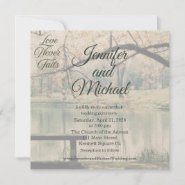 Invitación de boda con foto Love Never Fails
