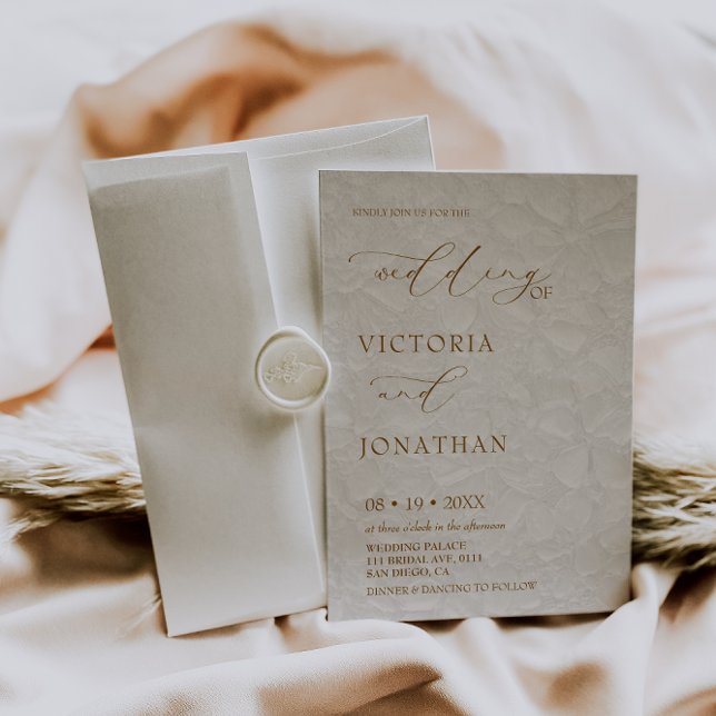 Invitación de boda con foto marrón beige rústico  (Subido por el creador)