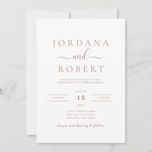 Invitación de boda con foto minimalista (Anverso)