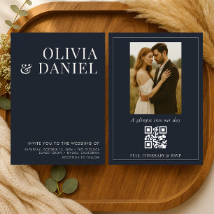 Invitación de Boda con Foto Minimalista Código QR 