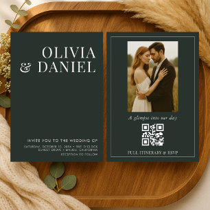 Invitación de Boda con Foto Minimalista Código QR 