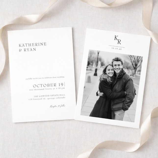 Invitación de boda con foto minimalista moderna (Subido por el creador)
