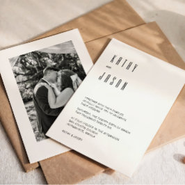 Invitación de boda con foto minimalista moderna