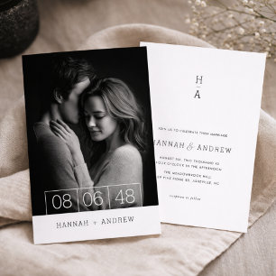 Invitación de boda con foto minimalista moderna si