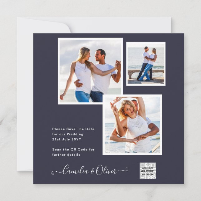Invitación de Boda con FOTO moderna Código QR RSVP (Anverso)