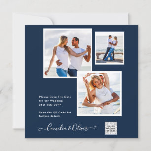 Invitación de boda con foto moderna código QR RSVP