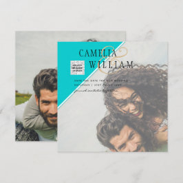 Invitación de boda con foto moderna código QR RSVP