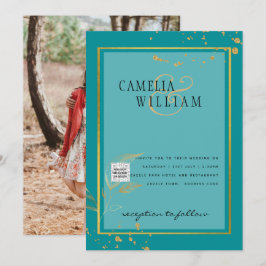 Invitación de boda con foto moderna código QR RSVP