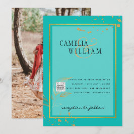 Invitación de boda con foto moderna código QR RSVP