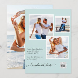 Invitación de boda con foto moderna código QR RSVP