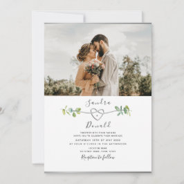 Invitación de boda con foto moderna de eucalipto