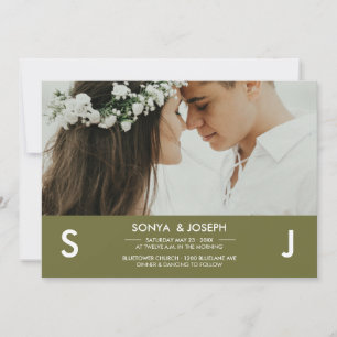 Invitación de Boda con Foto Moderna e Iniciales