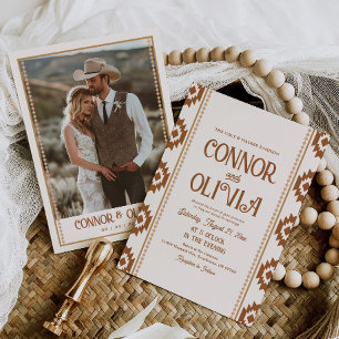 Invitación de boda con foto moderna occidental