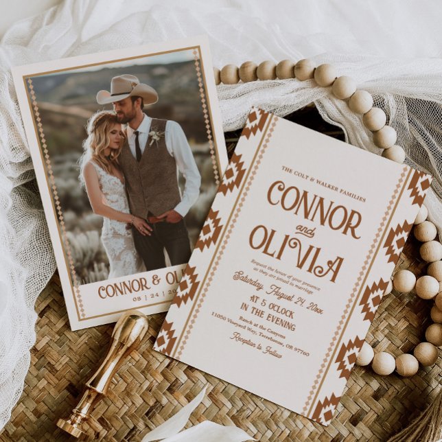 Invitación de boda con foto moderna occidental (Subido por el creador)