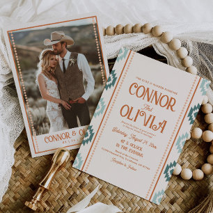 Invitación de boda con foto moderna occidental