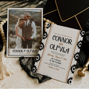 Invitación de boda con foto moderna occidental
