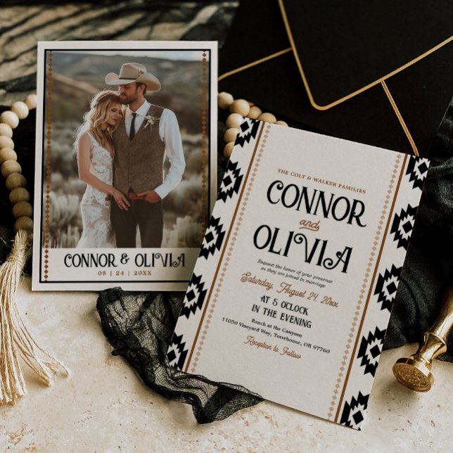 Invitación de boda con foto moderna occidental (Subido por el creador)