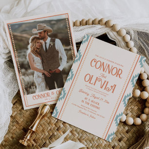 Invitación de boda con foto moderna occidental
