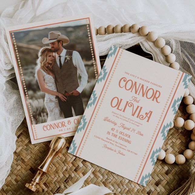 Invitación de boda con foto moderna occidental (Subido por el creador)