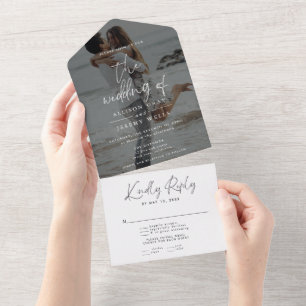 Invitación de boda con foto moderna todo en uno