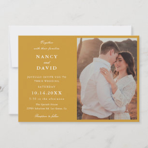 Invitación de boda con foto mostaza
