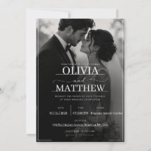 Invitación de boda con foto negra minimalista mode