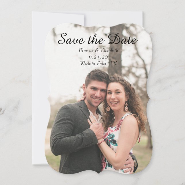 Invitación de boda con foto para guardar la fecha (Anverso)