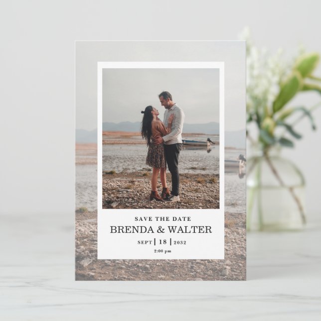 Invitación de boda con foto personalizada de marfi (Anverso de pie)