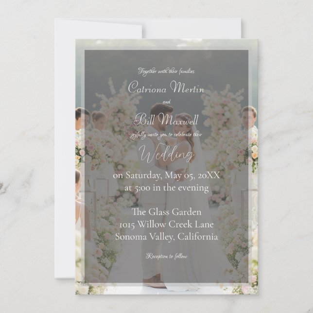 Invitación de boda con foto personalizada elegante (Anverso)