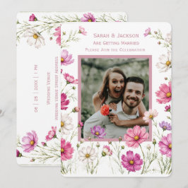 Invitación de boda con foto personalizada floral b