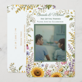 Invitación de boda con foto personalizada floral b