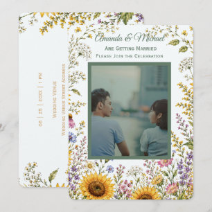 Invitación de boda con foto personalizada floral b
