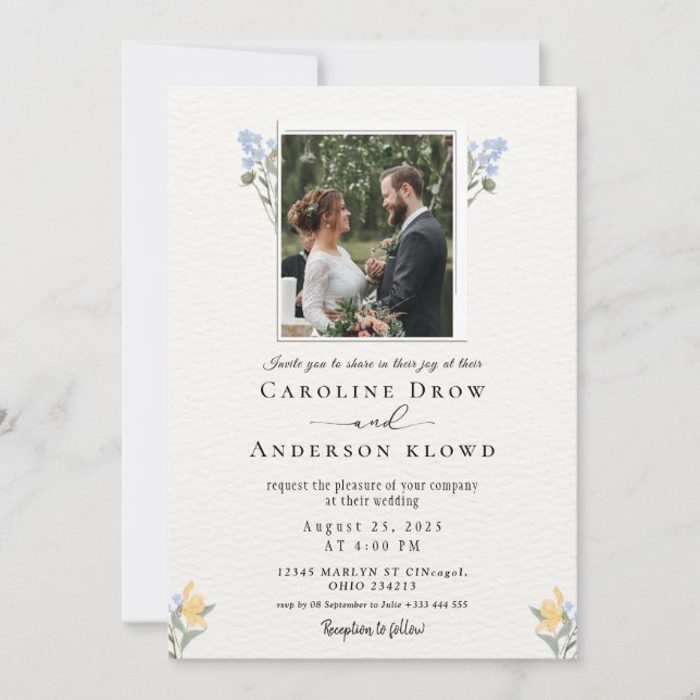 Invitación de Boda con Foto Polaroid (Anverso)