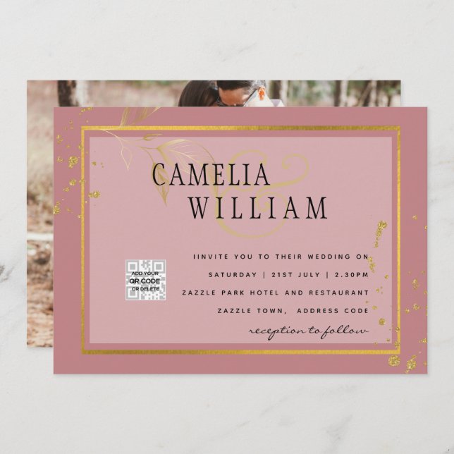 Invitación de Boda con Foto PRESUPUESTO Ahorra la  (Anverso / Reverso)