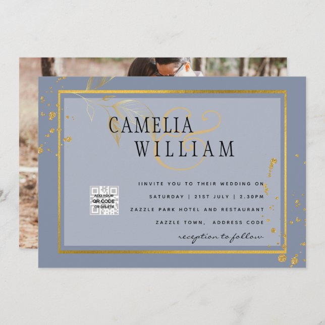 Invitación de Boda con Foto PRESUPUESTO Ahorra la  (Anverso / Reverso)