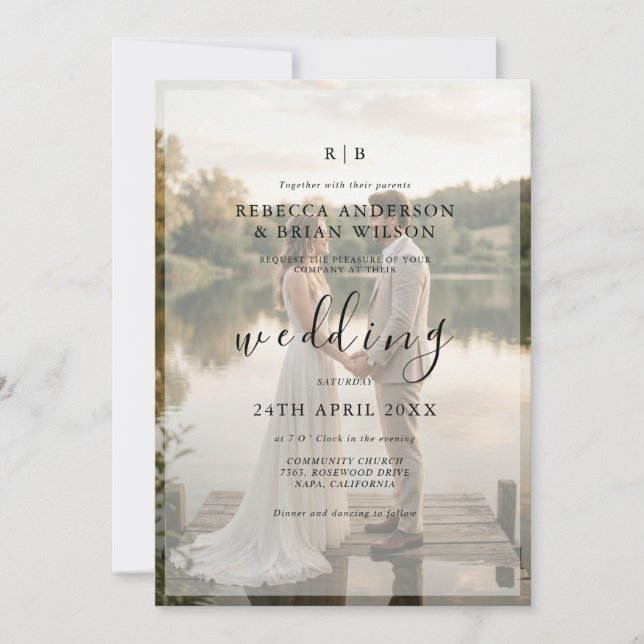 Invitación de Boda con Foto Romántica (Anverso)