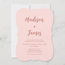Invitación de boda con foto rosa rubor