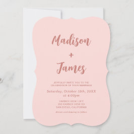 Invitación de boda con foto rosa rubor