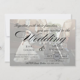 Invitación de Boda con Foto Simple Blanco y Negro