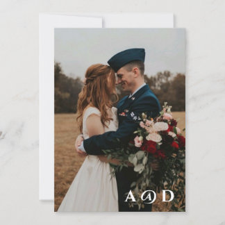 Invitación de boda con foto simple en blanco y neg